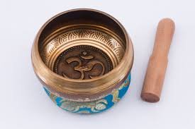 Om Engraved Brass Singing Bowl with Wooden Mallet